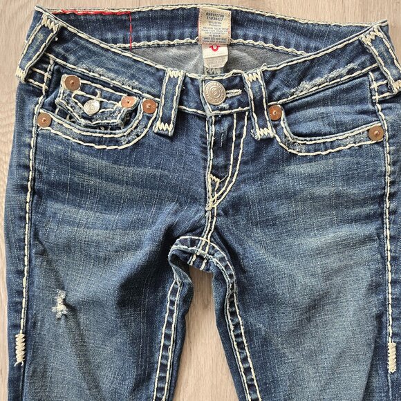 True Religion Y2K Billy Super T medium wash denim skinny low-rise jeans WMS 27" - Picture 2 of 10